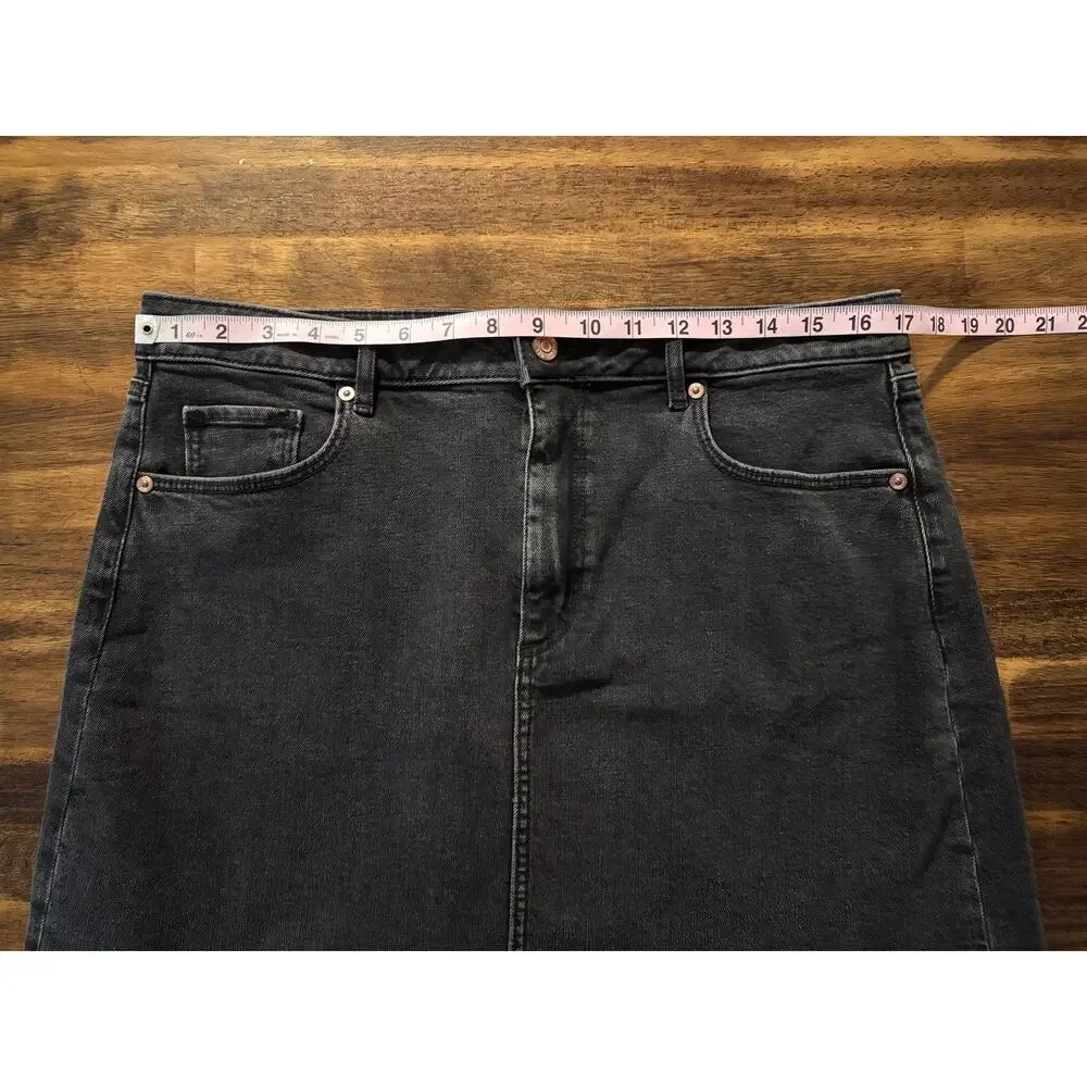 Ann Taylor Loft Women’s 12 Short Skirt Black Denim Jean Cotton Stretch Mini